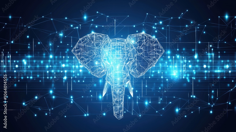 Poster digital elephant in abstract data visualization