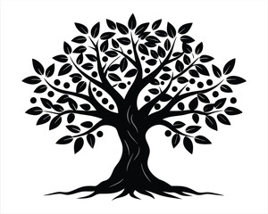 Obraz premium Black Silhouette of a Tree Icon, Perfect for Nature Themes, Environmental Projects, Landscaping Designs, and Botanical Illustrations. Vector Illustration.