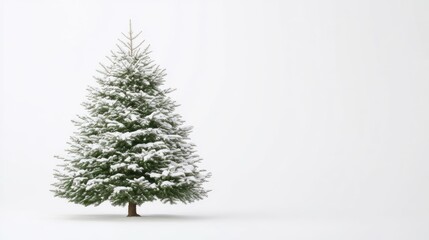 Fototapeta premium Snow-covered Christmas Tree in Bright Background