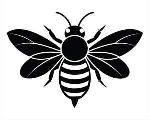 Black Silhouette of a Bee - Perfect for Nature, Honey, and Environmental Conservation Designs