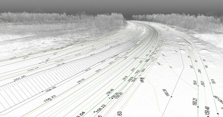 Digital terrain model obtained from lidar scanning results (BIM DTM)
