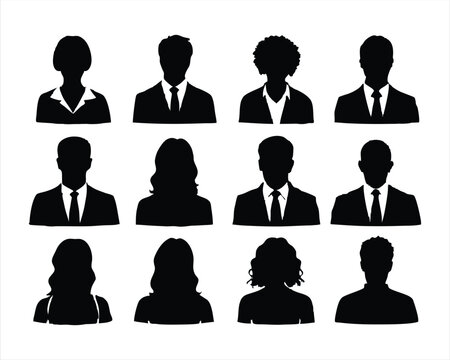 Black Silhouette of People Profile Picture - Ideal for Social Media, Profile Icons, and Personal Branding Designs