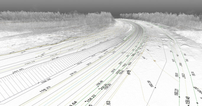 Digital terrain model obtained from lidar scanning results (BIM DTM)