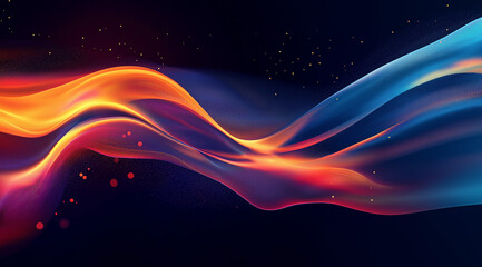 Obraz premium Abstract colorful light and color background with energy waves, fractal design, dark blue background, red, orange, purple, and pink colors, detailed, hyper-realistic.