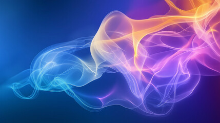Fototapeta premium Abstract colorful light and color background with energy waves, fractal design, dark blue background, red, orange, purple, and pink colors, detailed, hyper-realistic.