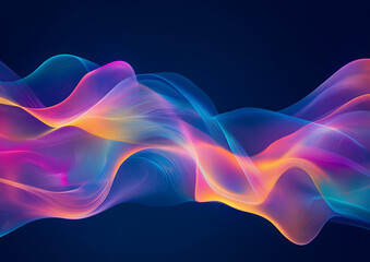 Abstract colorful light and color background with energy waves, fractal design, dark blue background, red, orange, purple, and pink colors, detailed, hyper-realistic.