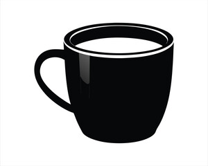 Black Silhouette of Coffee Mug Icon - Perfect for Café Branding, Menus, and Beverage-Themed Designs