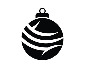 Black Silhouette of Christmas Ball Icon - Ideal for Holiday Themes, Festive Decor, and Seasonal Graphic Designs