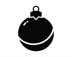 Black Silhouette of Christmas Ball Icon - Perfect for Holiday Decor, Festive Designs, and Seasonal Branding