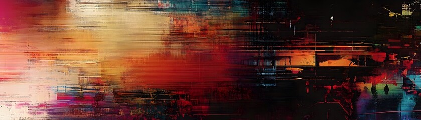 Naklejka premium Abstract Digital Art with Distorted Lines and Vibrant Colors