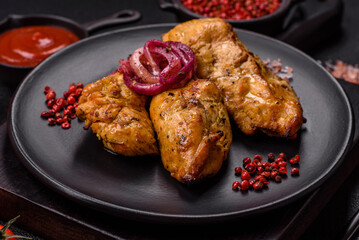 Chicken fillet pieces marinated with salt and spices