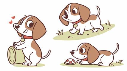 Fototapeta premium cute dogs set illustration, cute dogs vector
