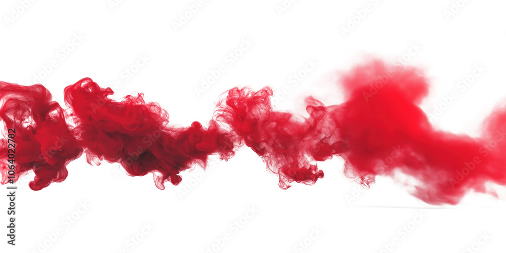 Poster red smoke swirls in dynamic motion, flowing down from top left corner to bottom right. vibrant red h