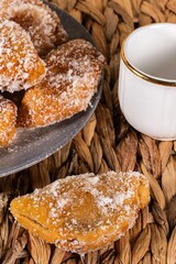 A Fried sweet (borrachuelo) with angel hair, typical Spanish dessert from Andalusia. for Christmas and Easter.