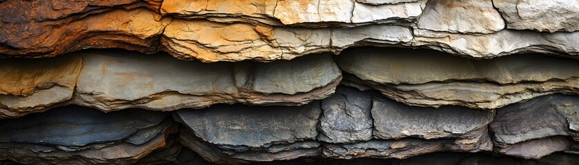 A Close-Up of Layered Rock Formations with Varied Colors
