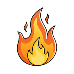Flame icon with detailed orange and yellow fire, Illustration of a vibrant flame in shades of orange and yellow, symbolizing fire, heat, energy, or intensity in a bold, dynamic design.