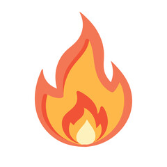 Flame icon with detailed orange and yellow fire, Illustration of a vibrant flame in shades of orange and yellow, symbolizing fire, heat, energy, or intensity in a bold, dynamic design.