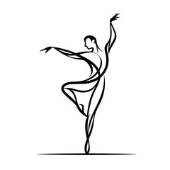 Black and White Vector Silhouettes of Dancers in Aesthetic and Dynamic Poses – Minimalist Art for Motion and Expression
