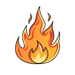 Flame icon with detailed orange and yellow fire, Illustration of a vibrant flame in shades of orange and yellow, symbolizing fire, heat, energy, or intensity in a bold, dynamic design.