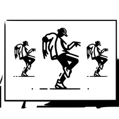 Fototapeta premium Black and White Vector Silhouettes of Dancers in Aesthetic and Dynamic Poses – Minimalist Art for Motion and Expression