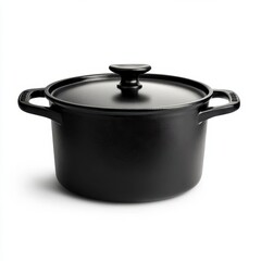 a cast iron Dutch oven, cooking pot, photorealistic, classic design, isolated on white background
