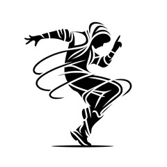 Fototapeta premium Black and White Vector Silhouettes of Dancers in Aesthetic and Dynamic Poses – Minimalist Art for Motion and Expression