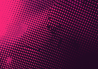 A vector illustration with a purple background featuring a gradient and scattered dots. The design is flat, with a dark purple color and a dark pink gradient.