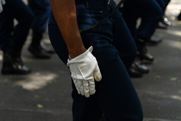 Naklejka premium Air Force soldiers are seen parading on Brazilian Independence Day. Salvador, Bahia.
