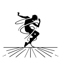 Fototapeta premium Black and White Vector Silhouettes of Dancers in Aesthetic and Dynamic Poses – Minimalist Art for Motion and Expression