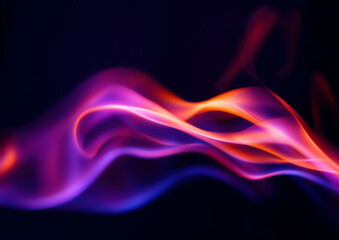 A glowing red and purple flame, background image, abstract composition, dark blue tone, high saturation, macro lens, strong contrast between light and shadow, fluid motion of flames.