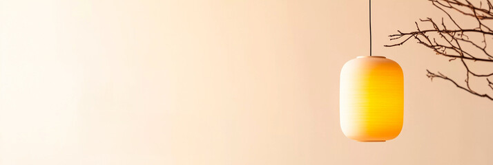 A cozy hanging lamp casts warm light, Generative AI
