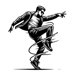 Fototapeta premium Black and White Vector Silhouettes of Dancers in Aesthetic and Dynamic Poses – Minimalist Art for Motion and Expression