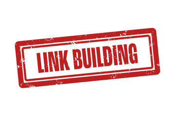 Link building. A red stamp isolated on white background.