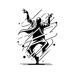 Obraz premium Black and White Vector Silhouettes of Dancers in Aesthetic and Dynamic Poses – Minimalist Art for Motion and Expression