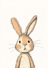 Whimsical Vintage Bunny Illustration for Children's Book Generative AI