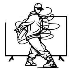 Obraz premium Black and White Vector Silhouettes of Dancers in Aesthetic and Dynamic Poses – Minimalist Art for Motion and Expression