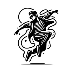 Fototapeta premium Black and White Vector Silhouettes of Dancers in Aesthetic and Dynamic Poses – Minimalist Art for Motion and Expression