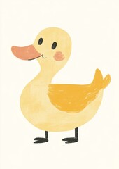 Whimsical Vintage Duck Illustration for Children's Book Generative AI