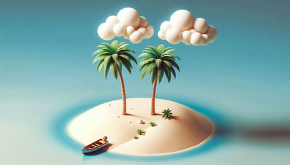 Obraz premium Picturesque Island and Celestial Sky