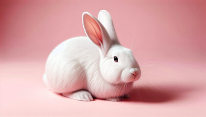 Delicate Rabbit Against Soft Pink
