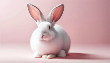 Obraz premium Delicate Rabbit Against Soft Pink