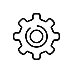 Basic gear icon in black outline, Minimalistic black outline of a single gear, symbolizing settings, mechanics, and configuration in a simple, clean design.