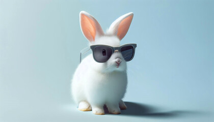 Fototapeta premium Stylish White Rabbit in Sunglasses