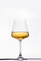 chilled isolated white wine glass on white background