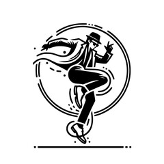 Obraz premium Black and White Vector Silhouettes of Dancers in Aesthetic and Dynamic Poses – Minimalist Art for Motion and Expression