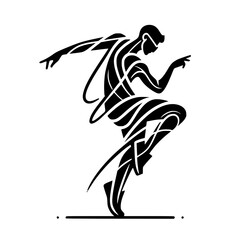 Fototapeta premium Black and White Vector Silhouettes of Dancers in Aesthetic and Dynamic Poses – Minimalist Art for Motion and Expression