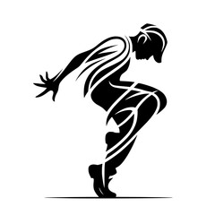 Obraz premium Black and White Vector Silhouettes of Dancers in Aesthetic and Dynamic Poses – Minimalist Art for Motion and Expression