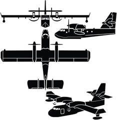 Aerial firefighting airplane vector set