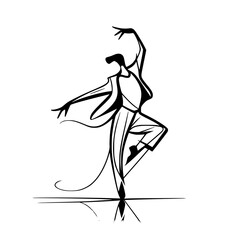 Black and White Vector Silhouettes of Dancers in Aesthetic and Dynamic Poses – Minimalist Art for Motion and Expression
