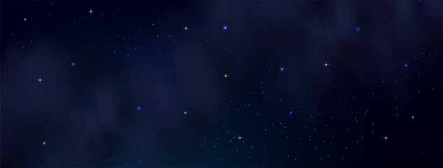 Starry night sky with astrological constellations. Space stars background.Space nebula and glittering stardust.